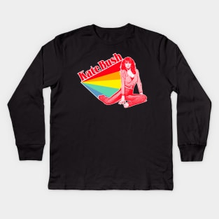 Kate Bush / Retro Rainbow Aesthetic Design Kids Long Sleeve T-Shirt